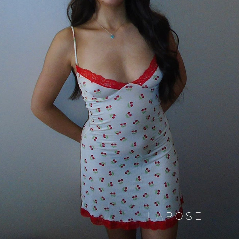 Nataleigh Cherry Lace Mini Dress [RLO28HJI]