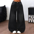 LaPose - Natalia Vintage Wash Wide Leg Jeans - Black Color