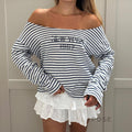Natalyn Stripe Graphic Long Sleeve Top [UMXSNT2S]