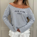 Natalyn Stripe Graphic Long Sleeve Top [XWAKPF1U]