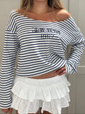 Natalyn Stripe Graphic Long Sleeve Top [B1OF4H0Z]