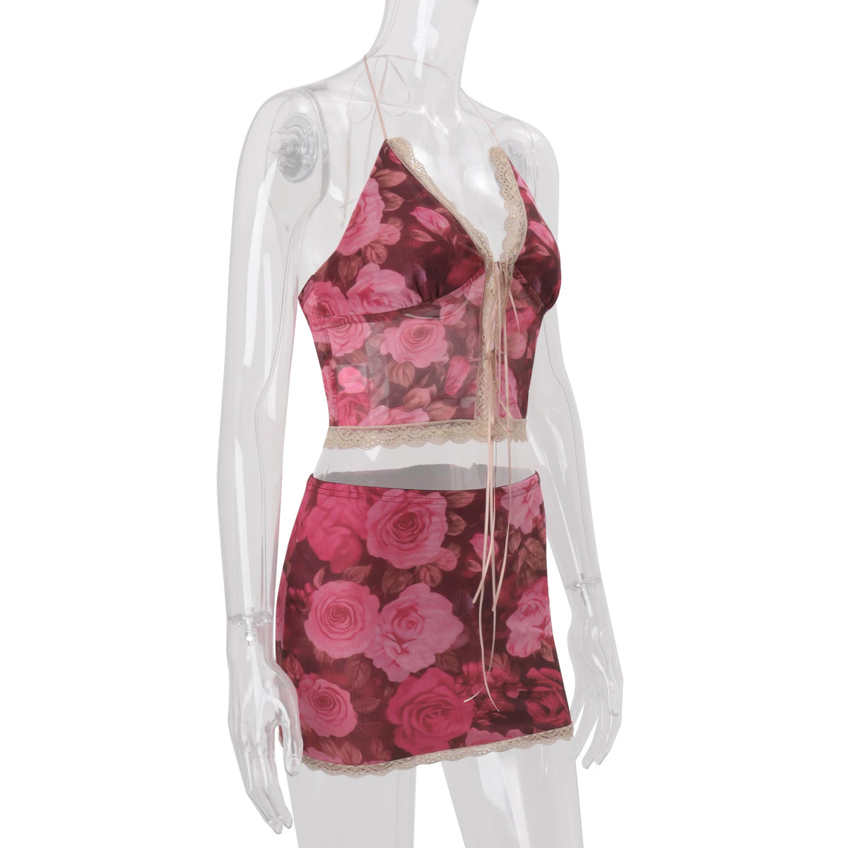 LaPose - Nava Floral Lace Mini Skirt Set