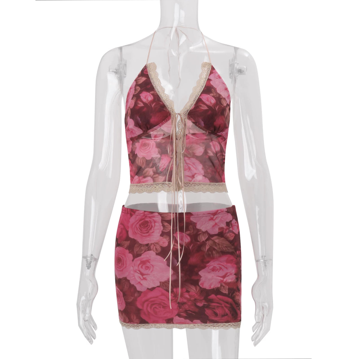 LaPose - Nava Floral Lace Mini Skirt Set