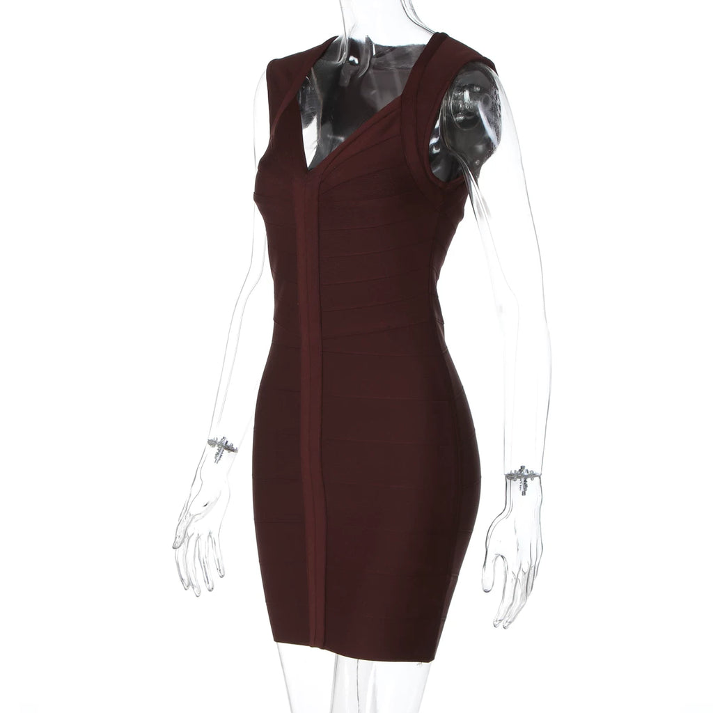 LaPose - Nayah V-Neck Bandage Mini Dress