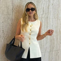 Neely Gold Button Knit Vest [S3FMYPJ1]