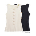 Neely Gold Button Knit Vest [CH2LY3I0]