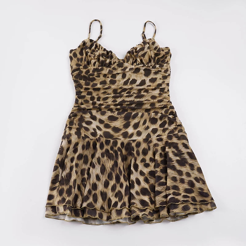 LaPose - Nicole Leopard Print Ruched Mini Dress
