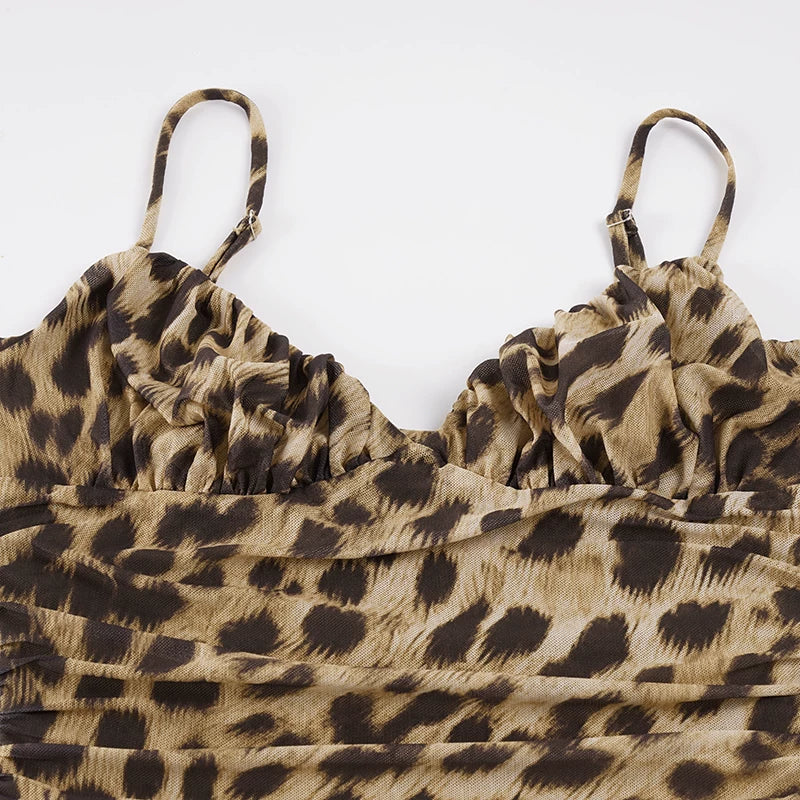 LaPose - Nicole Leopard Print Ruched Mini Dress