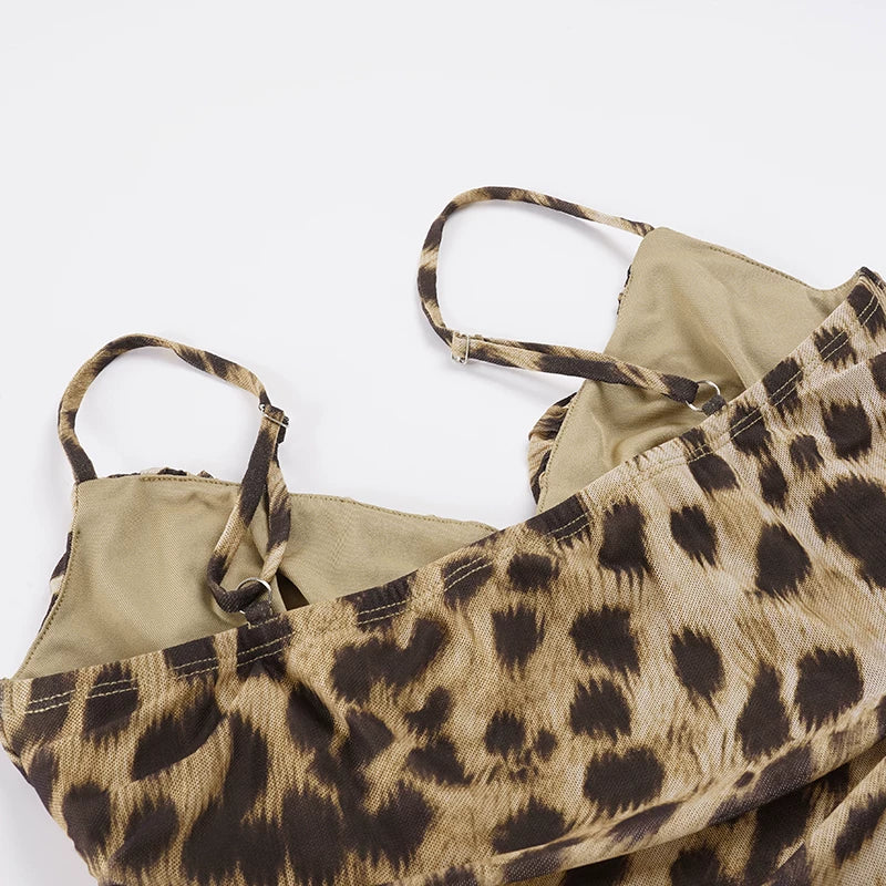 LaPose - Nicole Leopard Print Ruched Mini Dress
