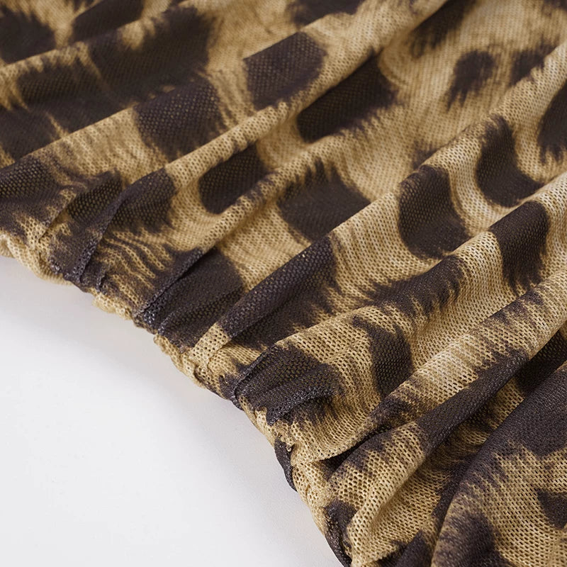 LaPose - Nicole Leopard Print Ruched Mini Dress