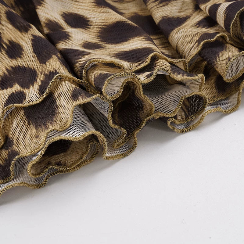 LaPose - Nicole Leopard Print Ruched Mini Dress