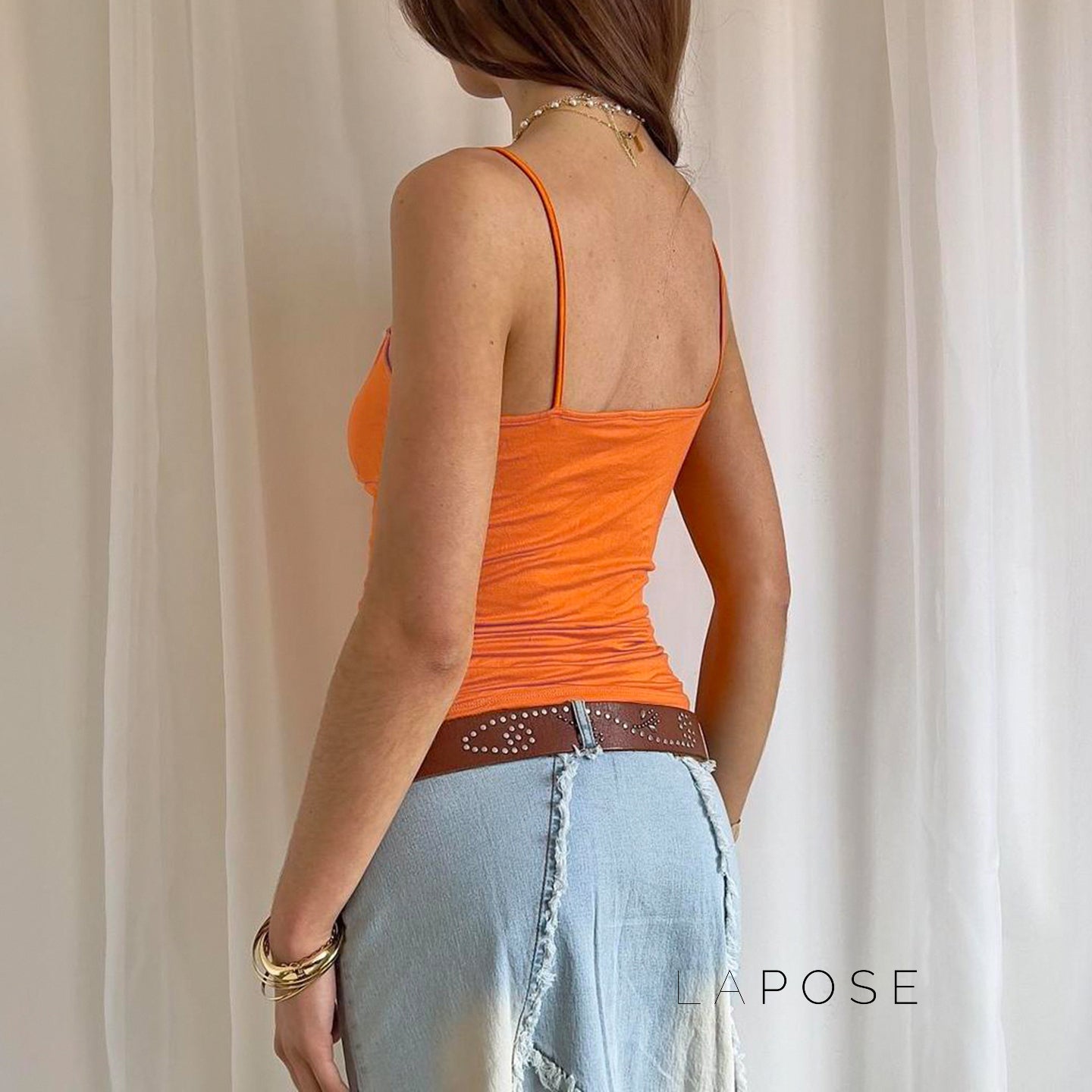 Nicolette Beaded Lace-Up Camisole [B321XK32]