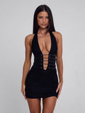 LaPose Nicolette Halter Mesh Mini Dress