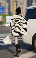 Nihira Zebra Faux Fur Coat [J6877UFZ]