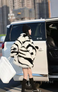 Nihira Zebra Faux Fur Coat [4XRTXAQN]