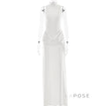 Nikole Mock Neck Ruched Maxi Dress [H1ZV145K]