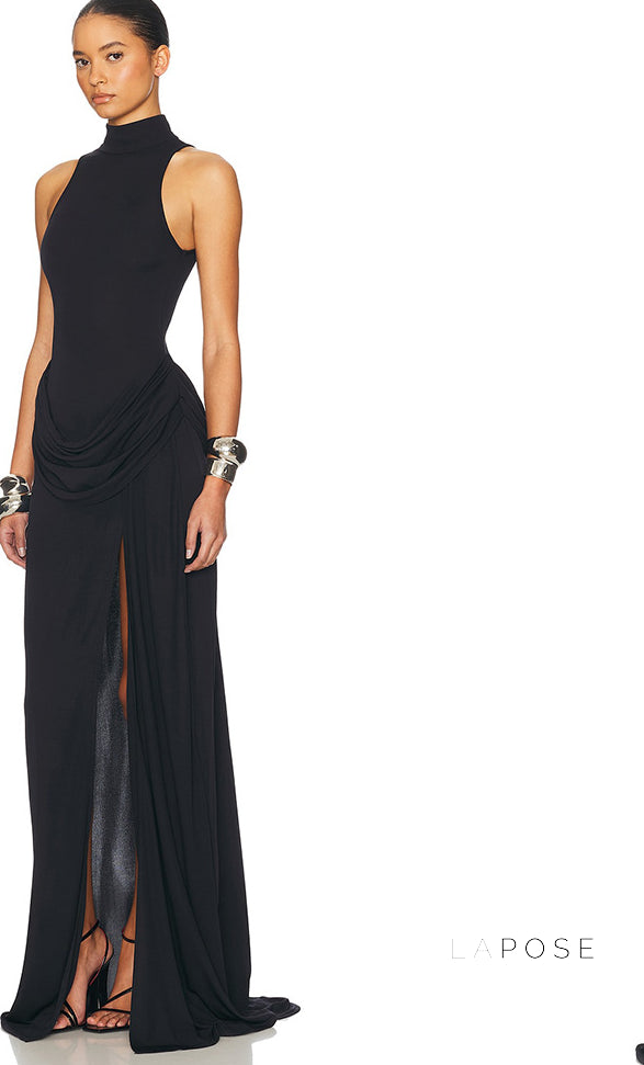 Nikole Mock Neck Ruched Maxi Dress [19JSJCBA]
