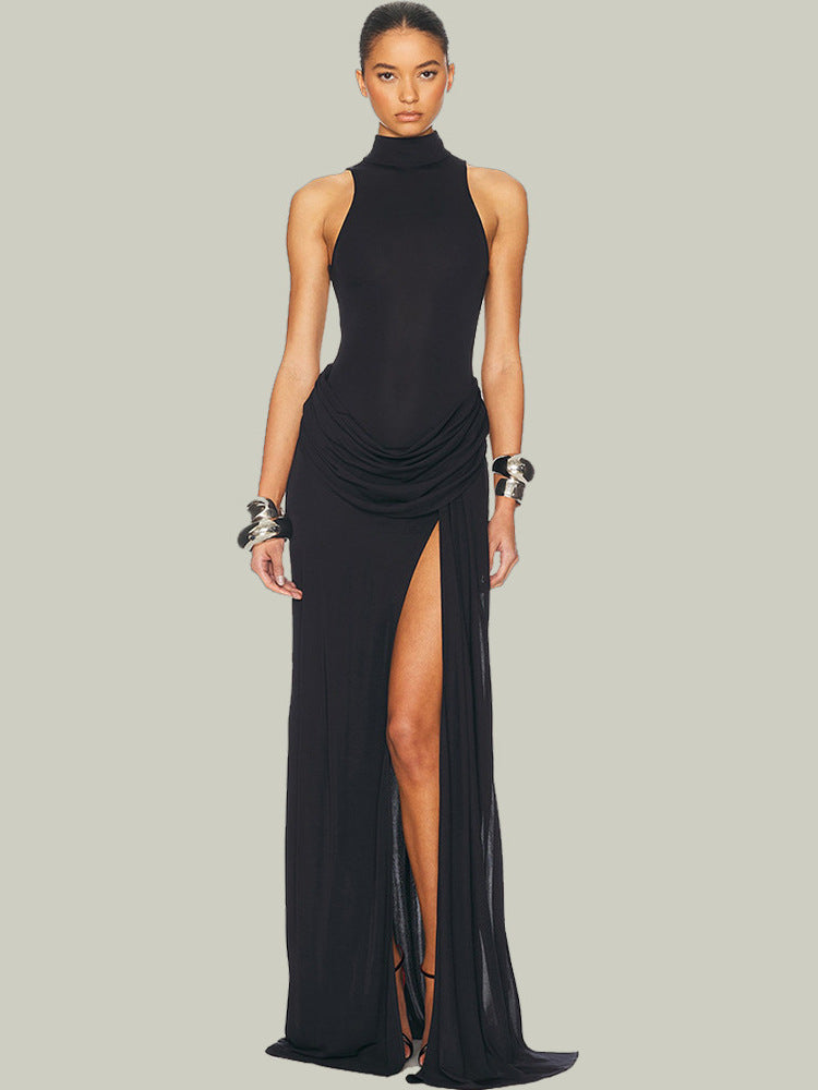 Nikole Mock Neck Ruched Maxi Dress [3OL1ARCU]