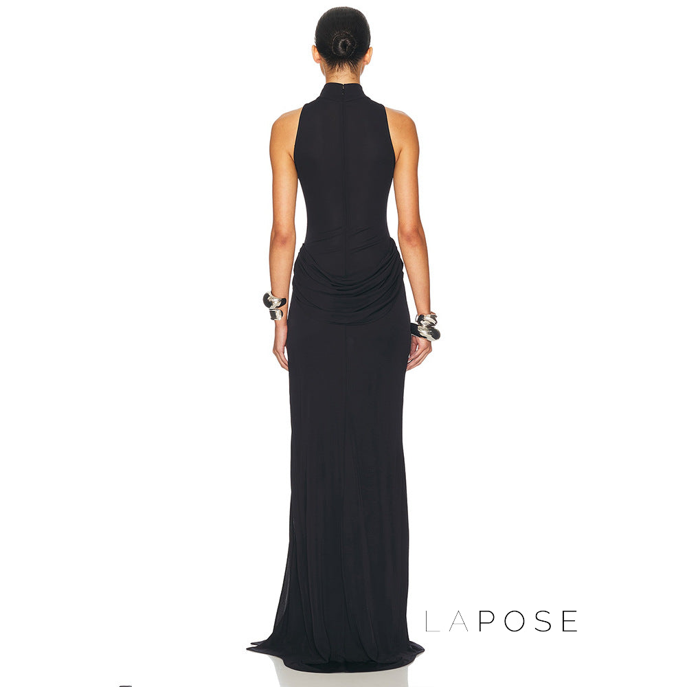 Nikole Mock Neck Ruched Maxi Dress [MAB9MNIJ]