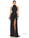 Nikole Mock Neck Ruched Maxi Dress [0756C2Z7]