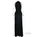 Nikole Mock Neck Ruched Maxi Dress [UHRPS6J3]