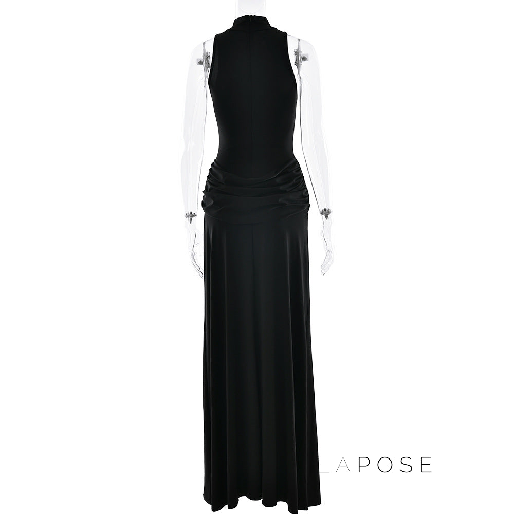 Nikole Mock Neck Ruched Maxi Dress [UHRPS6J3]