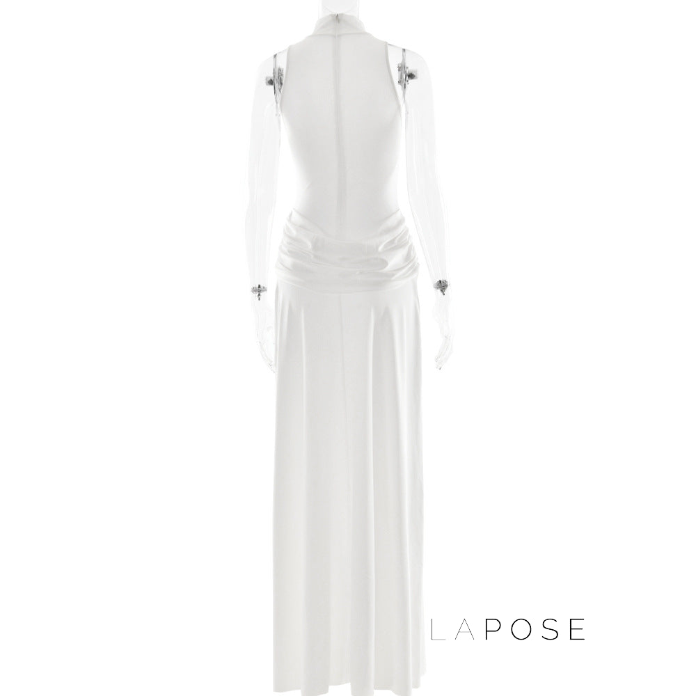 Nikole Mock Neck Ruched Maxi Dress [5HAJE6EU]