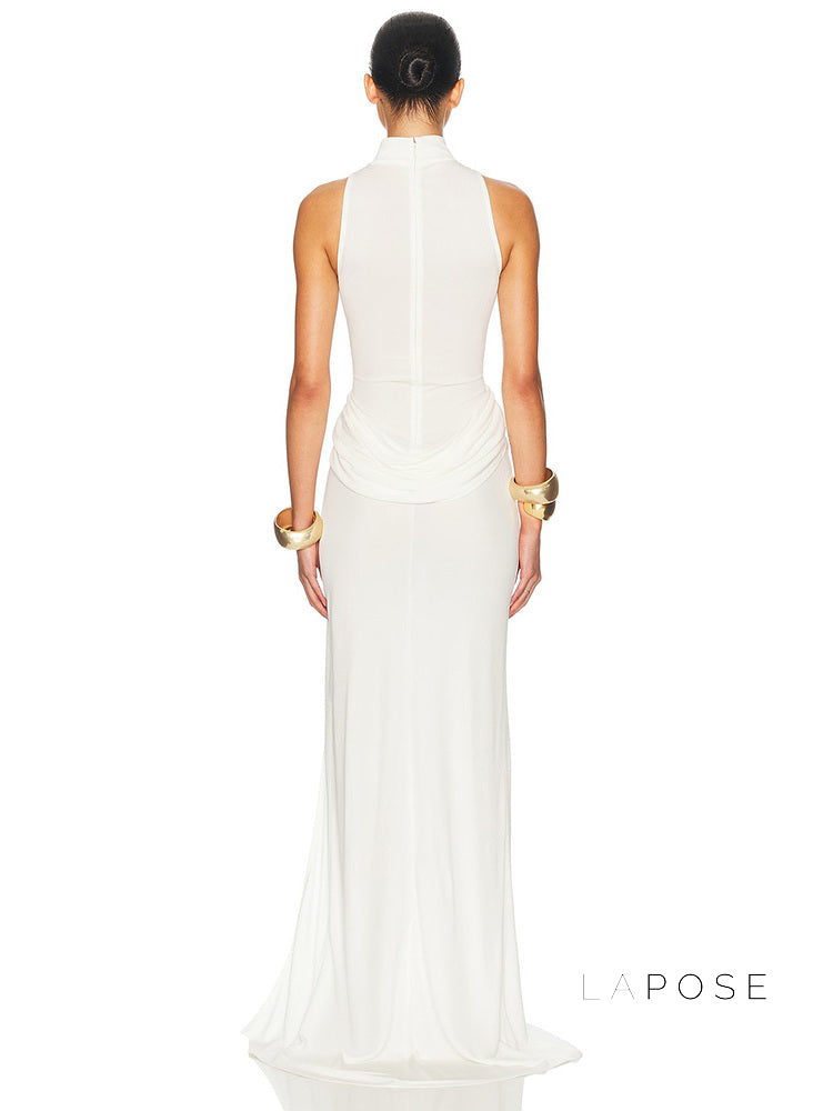 Nikole Mock Neck Ruched Maxi Dress [R7TB934X]