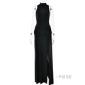 Nikole Mock Neck Ruched Maxi Dress [OA73R5Q7]