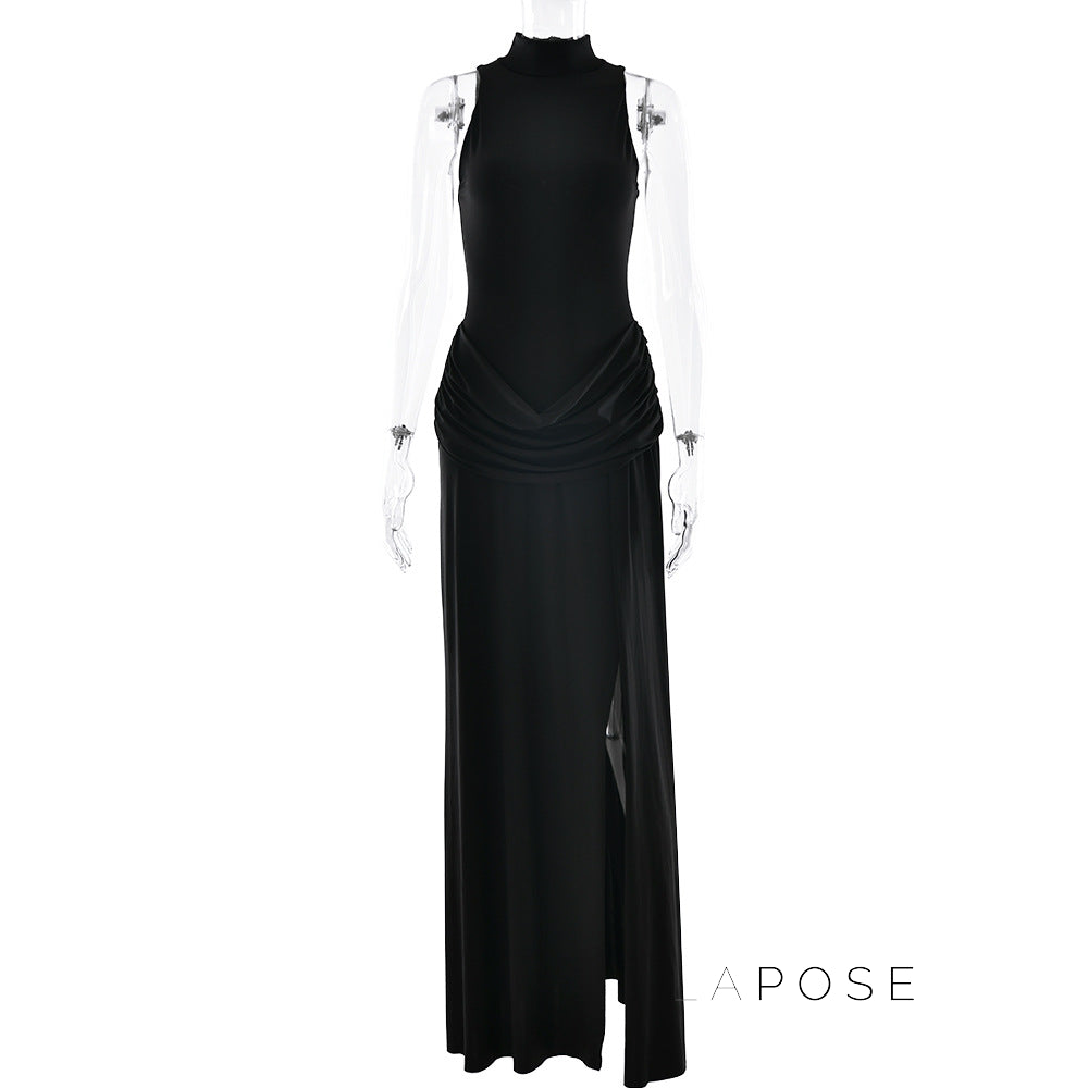 Nikole Mock Neck Ruched Maxi Dress [OA73R5Q7]