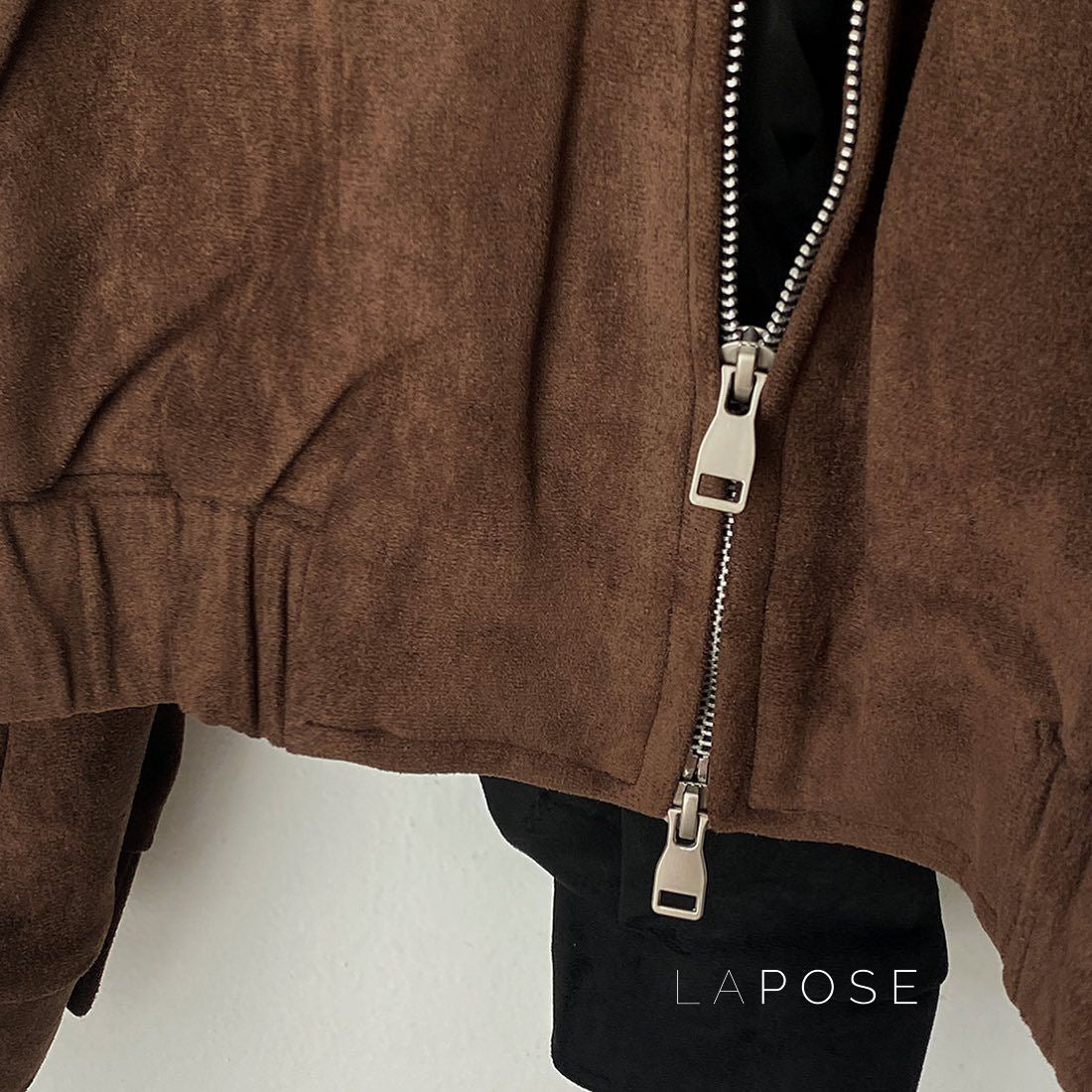 Nirvi Faux Suede Stand Collar Jacket [2822UVSB]