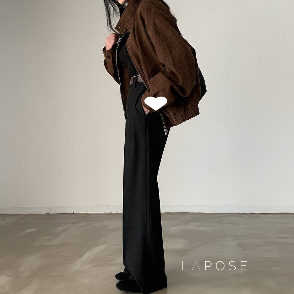 Nirvi Faux Suede Stand Collar Jacket [Z4V97ZVH]