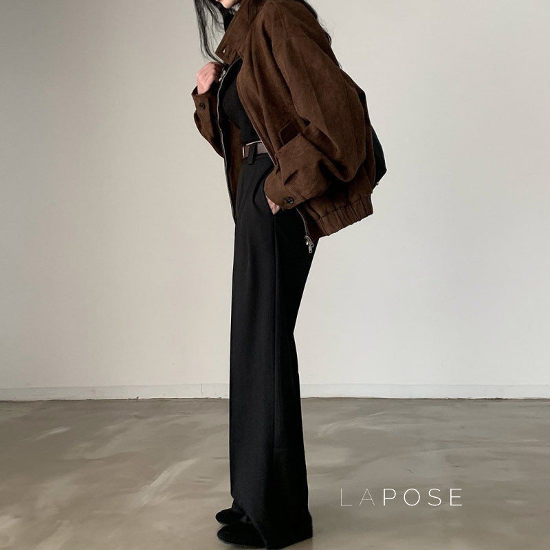 Nirvi Faux Suede Stand Collar Jacket [UY7GK6UQ]