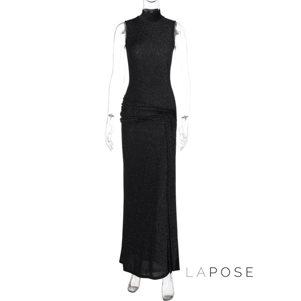 Niya Glitter High-Neck Maxi Dress [TJWQLJEL]