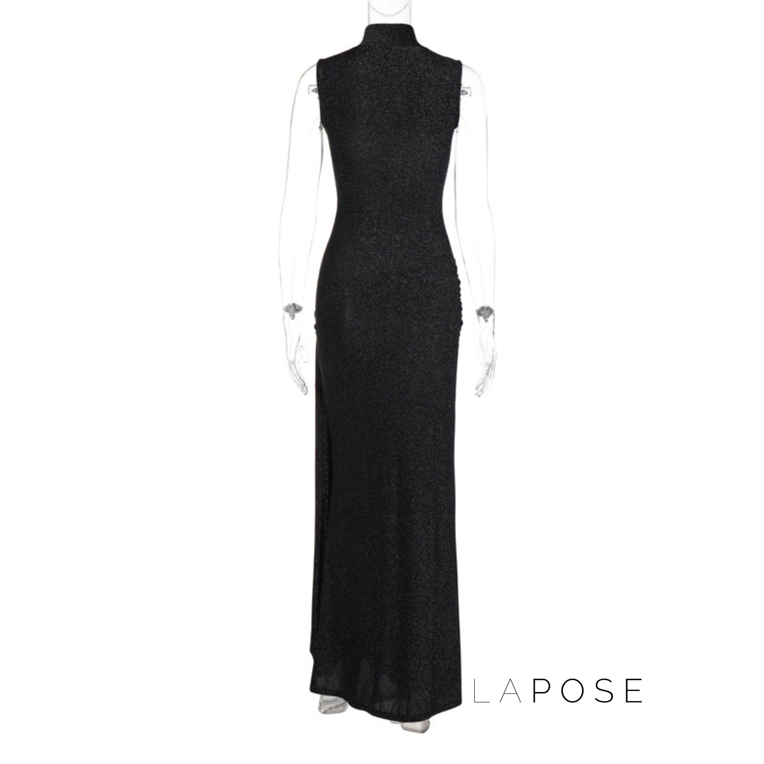 Niya Glitter High-Neck Maxi Dress [79A2LUCP]