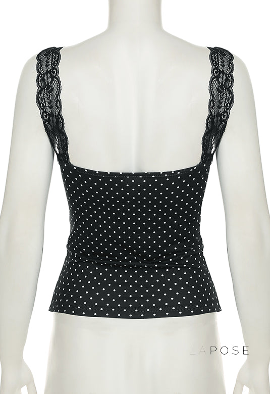 Niya Polka Dot Lace Camisole [5T3G4ZAB]