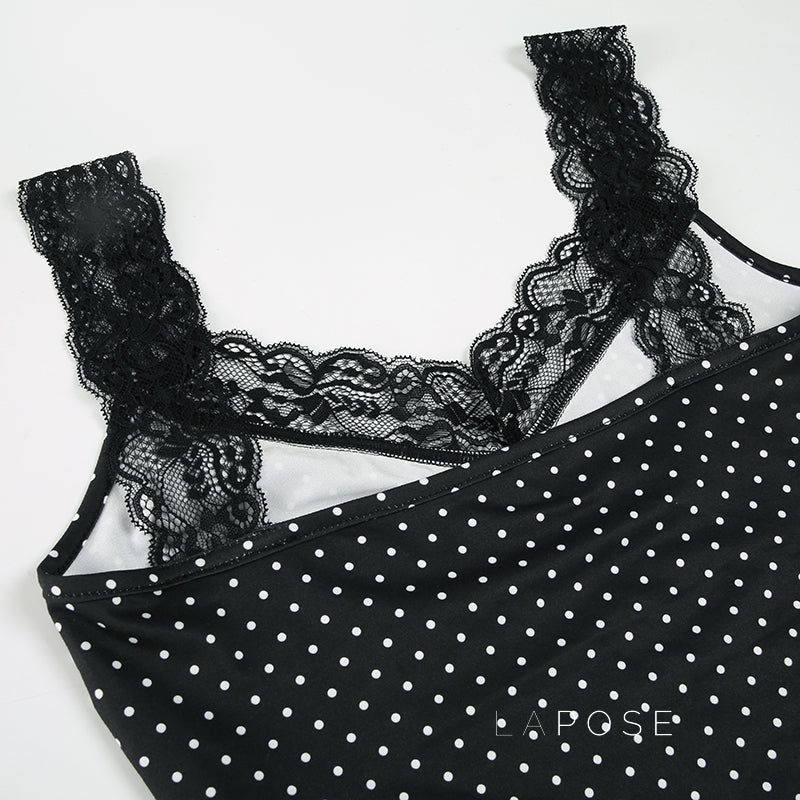Niya Polka Dot Lace Camisole [E7W889P5]