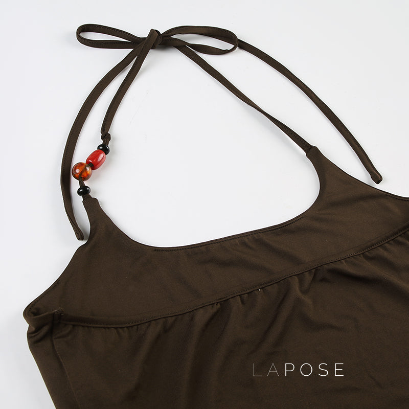 Novalee Beaded Halter Crop Top [MXQYIYLJ]