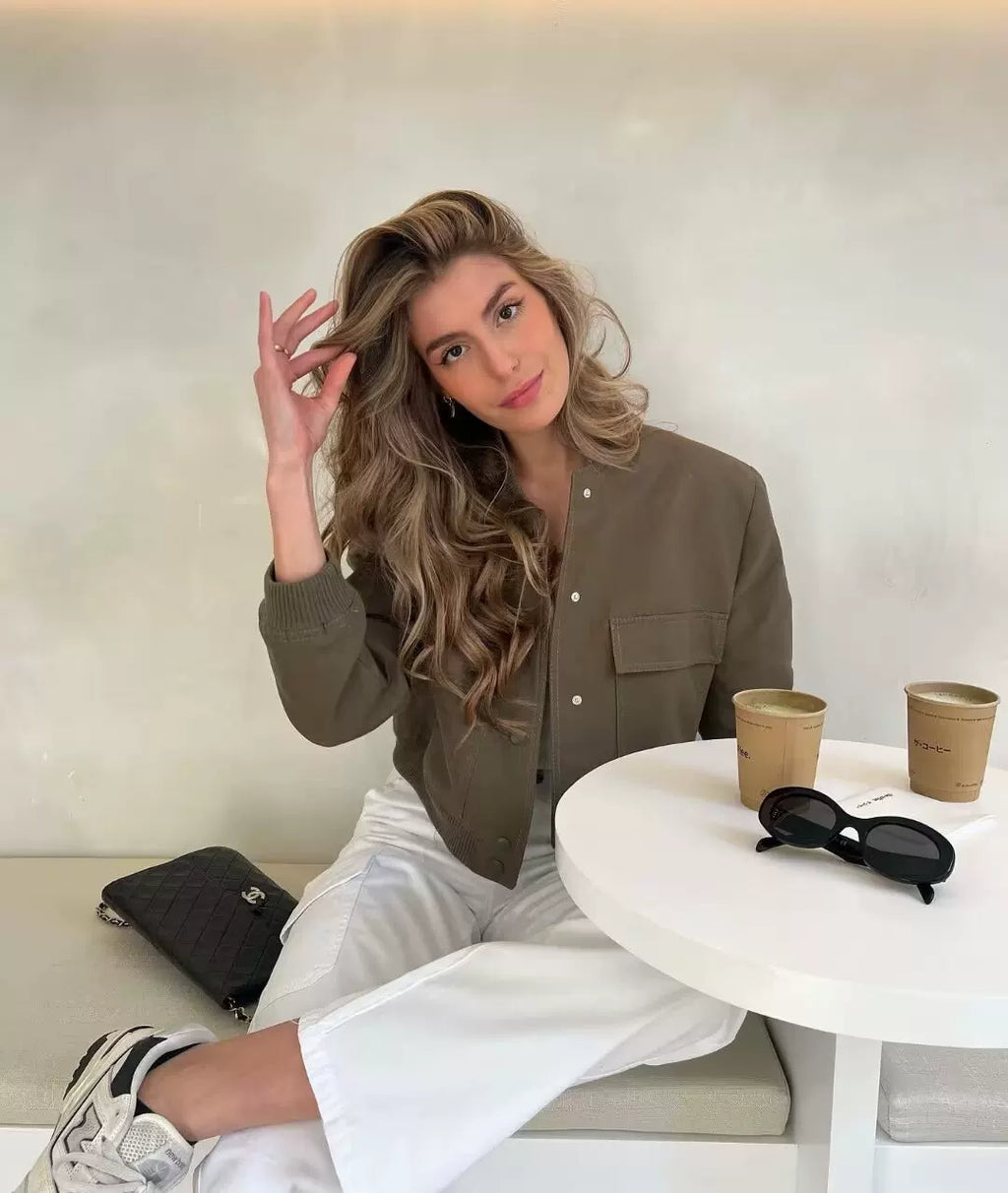 LaPose - Novalie Cropped Pocket Bomber Jacket