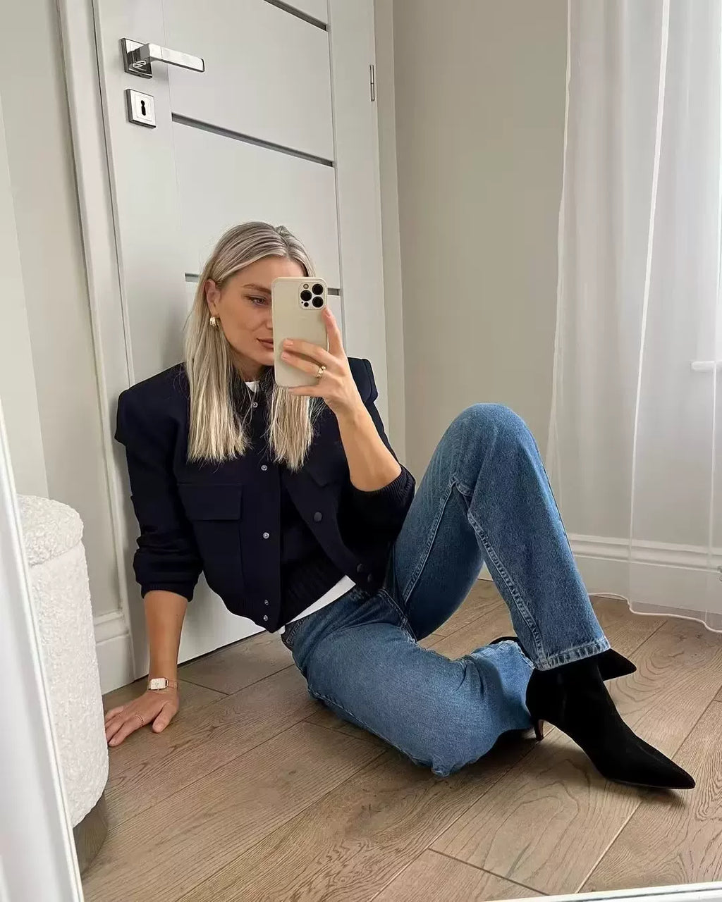 LaPose - Novalie Cropped Pocket Bomber Jacket