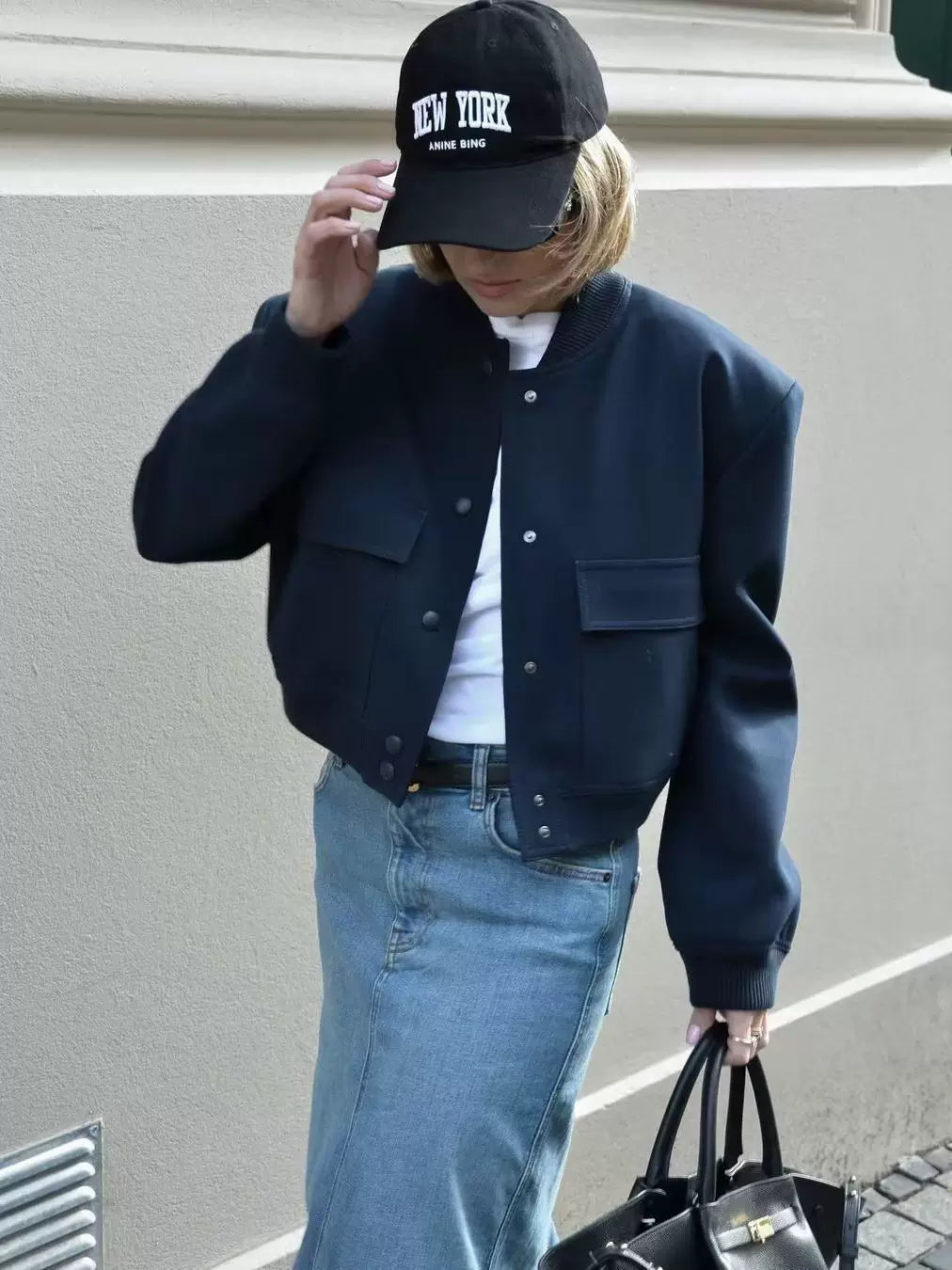 LaPose - Novalie Cropped Pocket Bomber Jacket