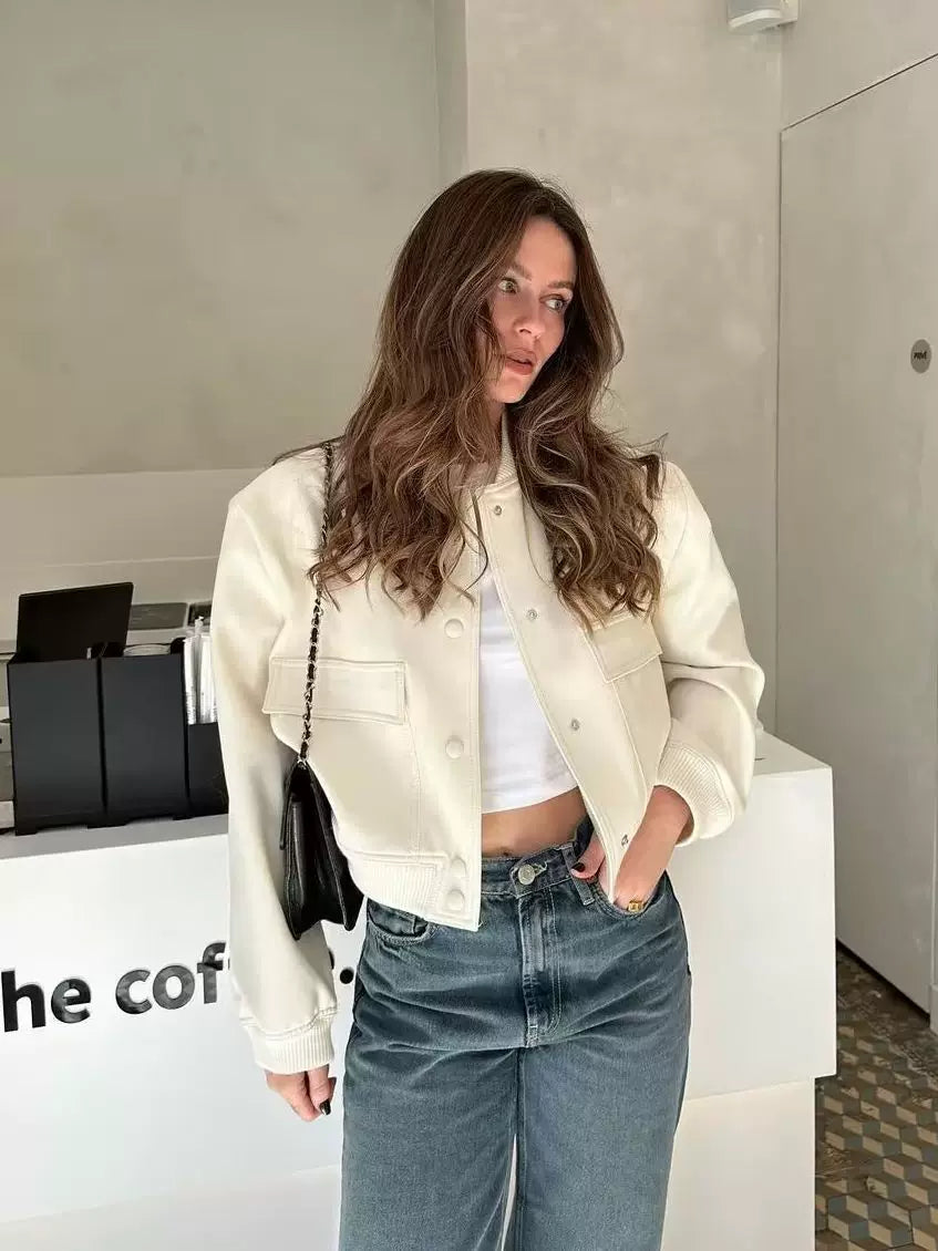 LaPose - Novalie Cropped Pocket Bomber Jacket