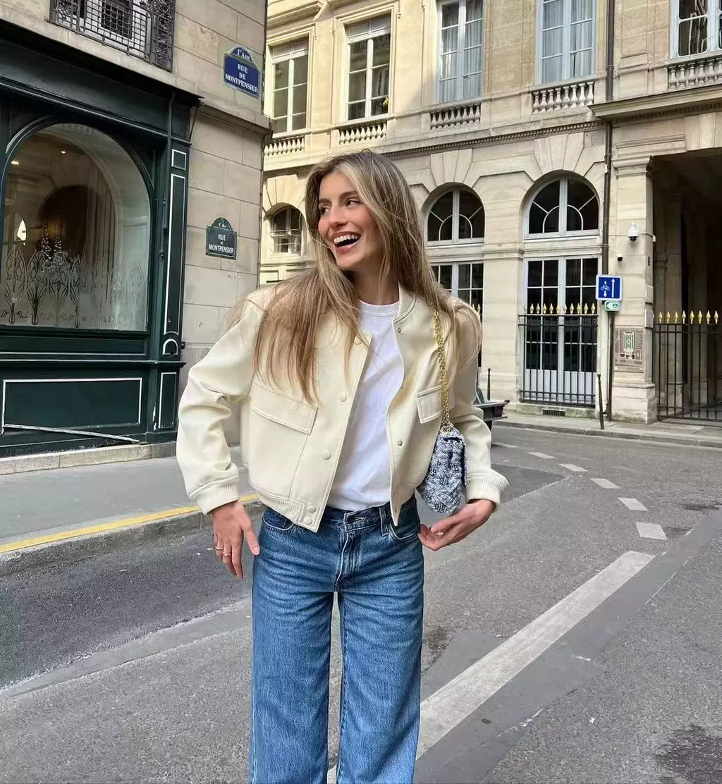 LaPose - Novalie Cropped Pocket Bomber Jacket