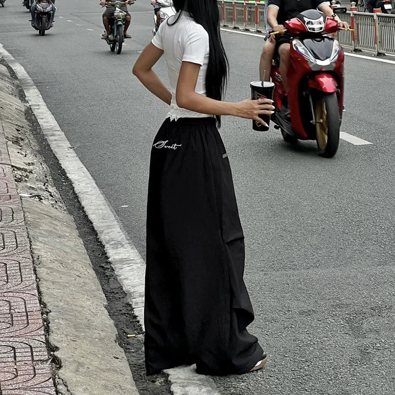 LaPose - Novalie Lace Trim Wide Leg Pants