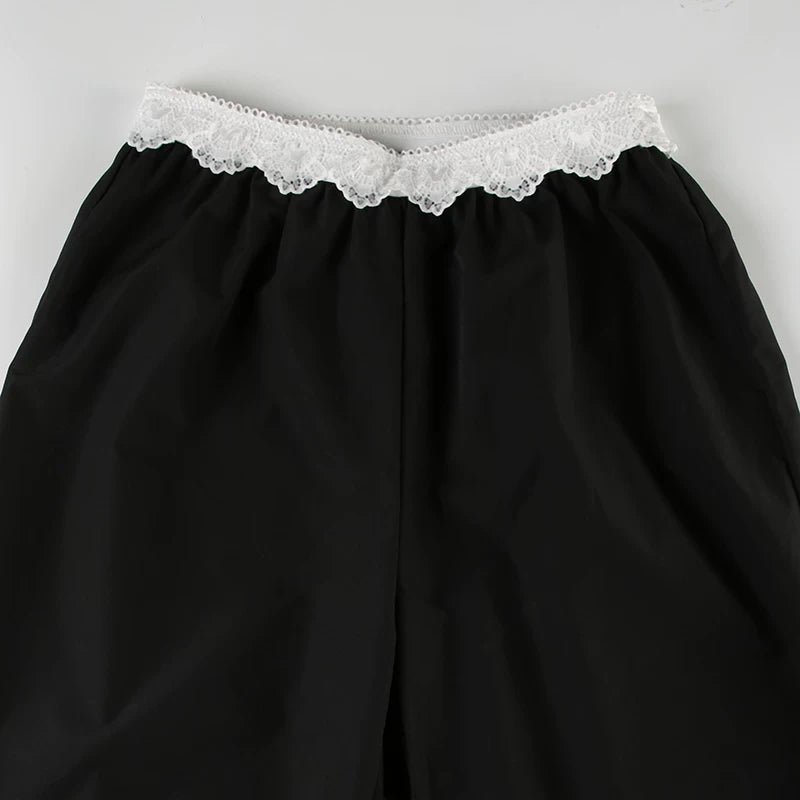 LaPose - Novalie Lace Trim Wide Leg Pants