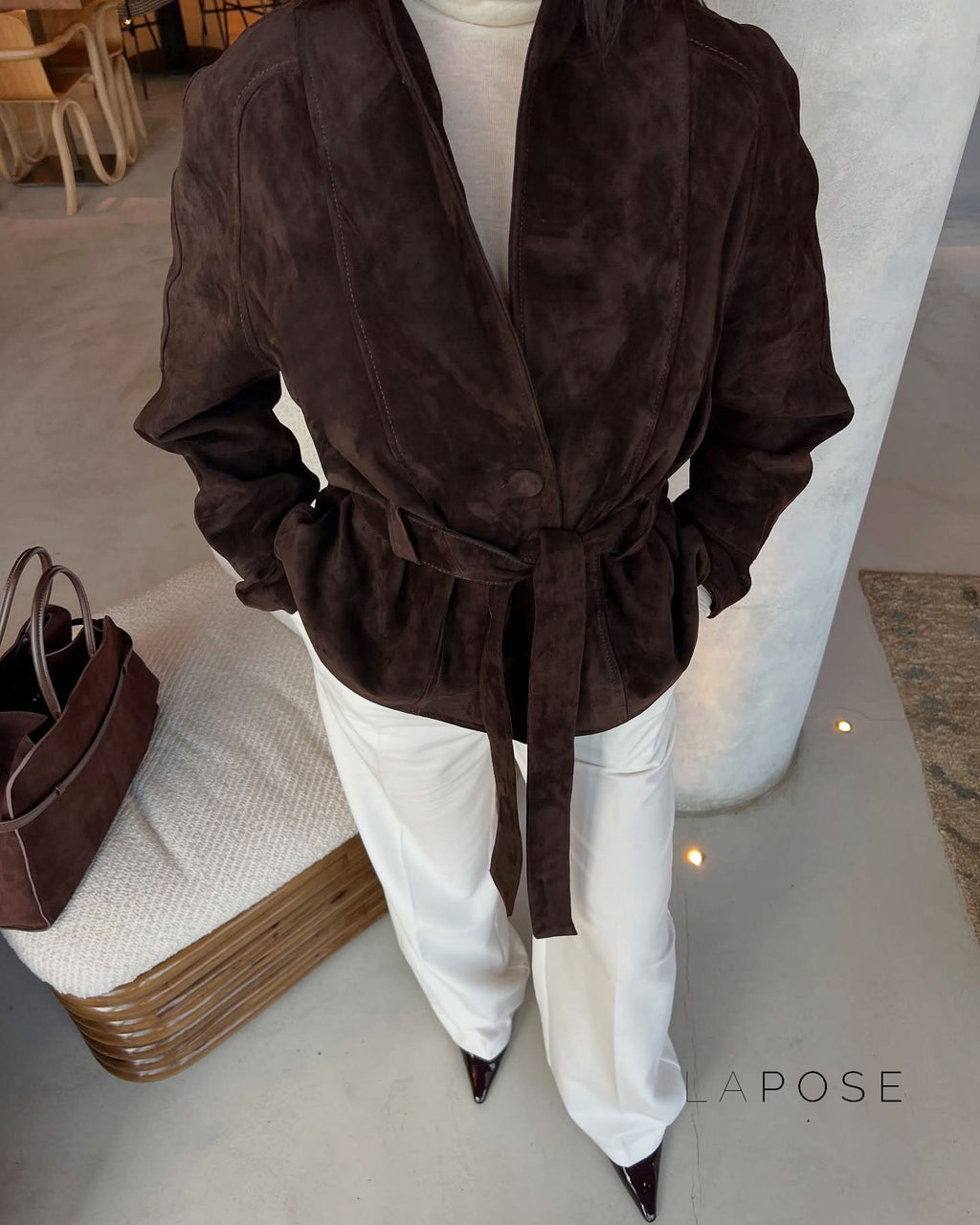 Novella Suede Belted Jacket [1EE63VUR]