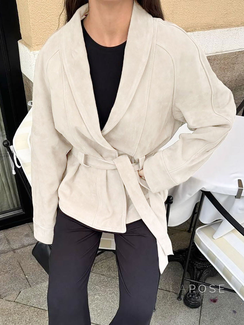 Novella Suede Belted Jacket [7YBZXYOY]