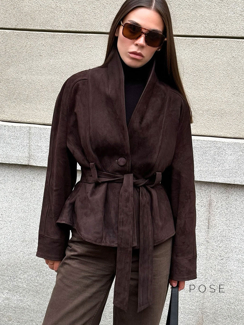 Novella Suede Belted Jacket [MHOCGJIS]