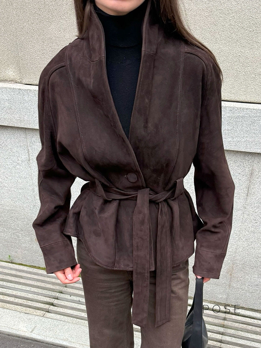 Novella Suede Belted Jacket [AUDZY526]