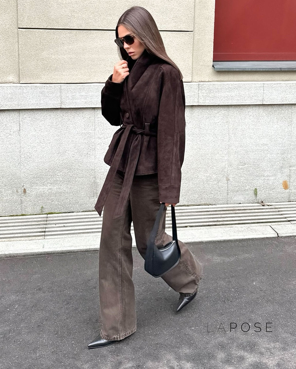 Novella Suede Belted Jacket [VPU4FV6L]